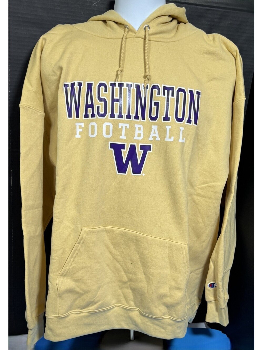 Champion Gold Washington Huskies Football Stack Hoodie Mens 2XL NWT